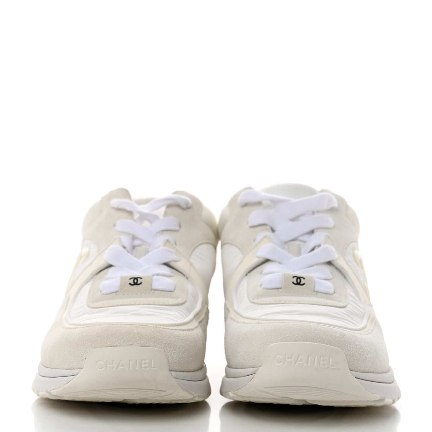 Suede Calfskin Fabric CC Sneakers 39.5 White