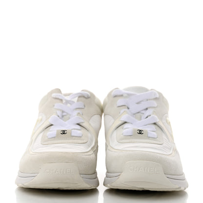 Chanel Suede Calfskin Fabric CC Sneakers 39.5 White 2 of 9