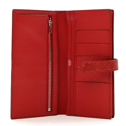 Hermes Lizard Bearn Gusset Wallet Rubis 5 of 8