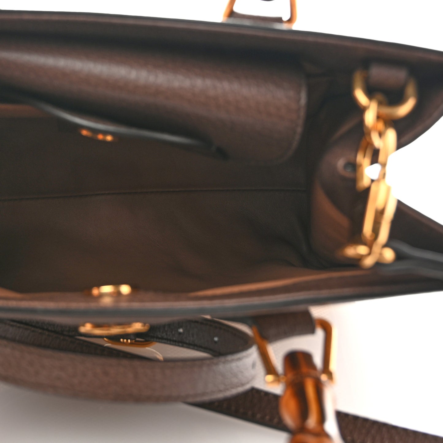 Monogram Jumbo GG Textured Dollar Calfskin Small Diana Tote Bag Camel Ebony New Acero