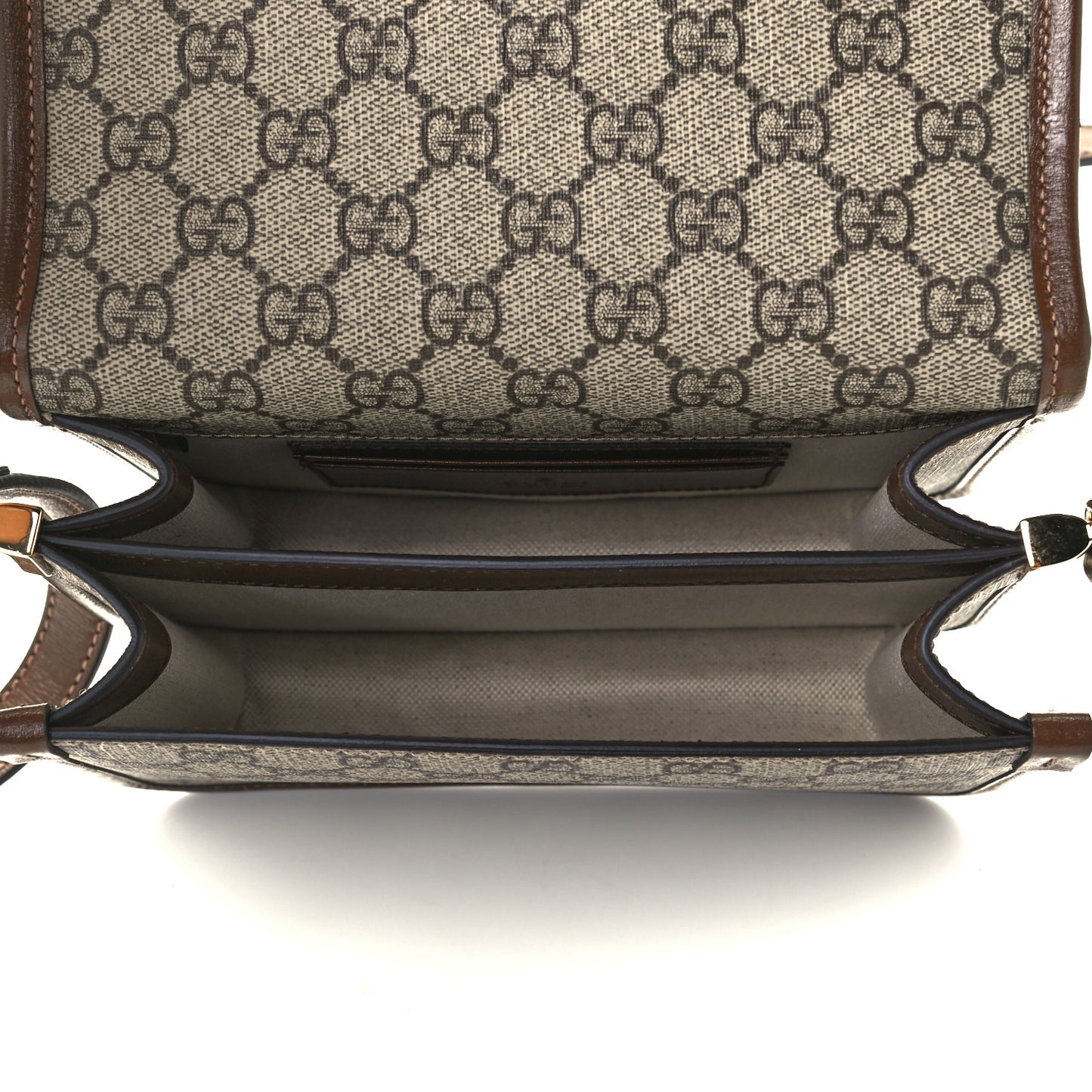 GG Supreme Monogram Azalea Calfskin Mini Retro Interlocking G Flap Shoulder Bag Beige Ebony Brown Sugar