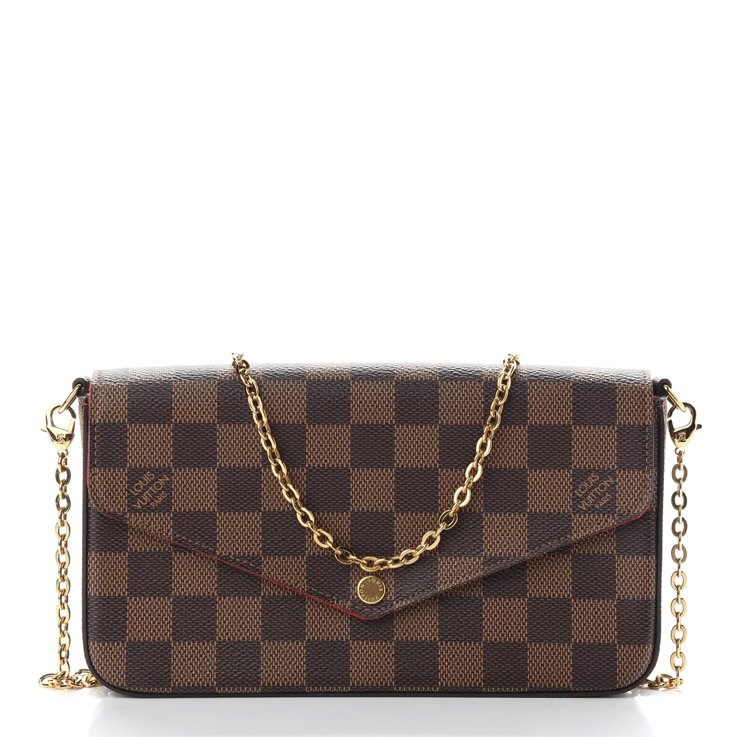 Louis Vuitton Damier Ebene Pochette Felicie Chain Wallet 3 of 9