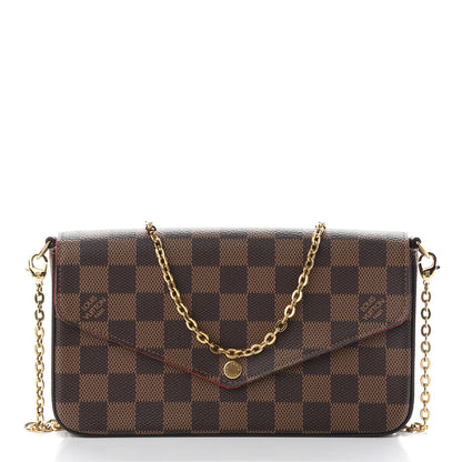 Louis Vuitton Damier Ebene Pochette Felicie Chain Wallet 3 of 9