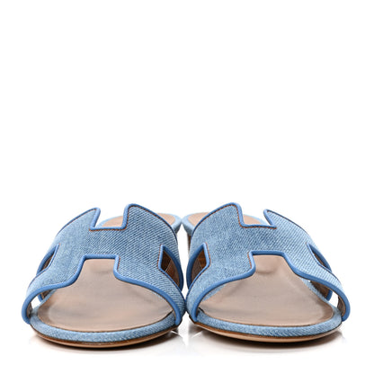 Hermes Denim Oasis Sandals 36.5 Bleu Clair 2 of 4