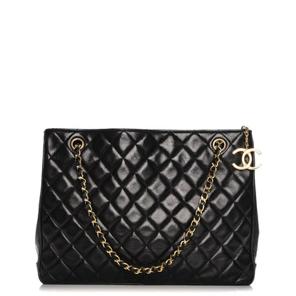 Chanel Lambskin Quilted Shopping Tote Black 1 of 9