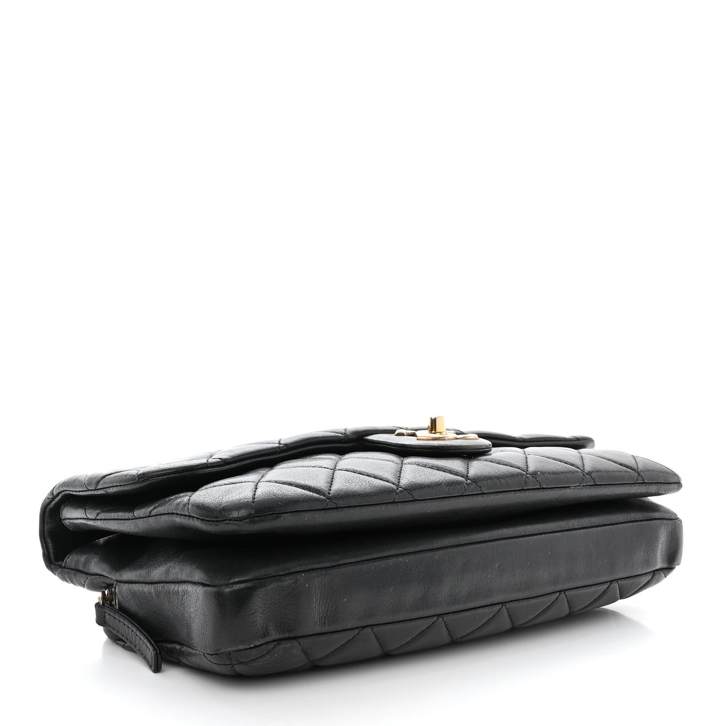 Calfskin Quilted Medium CC Crown Flap Black