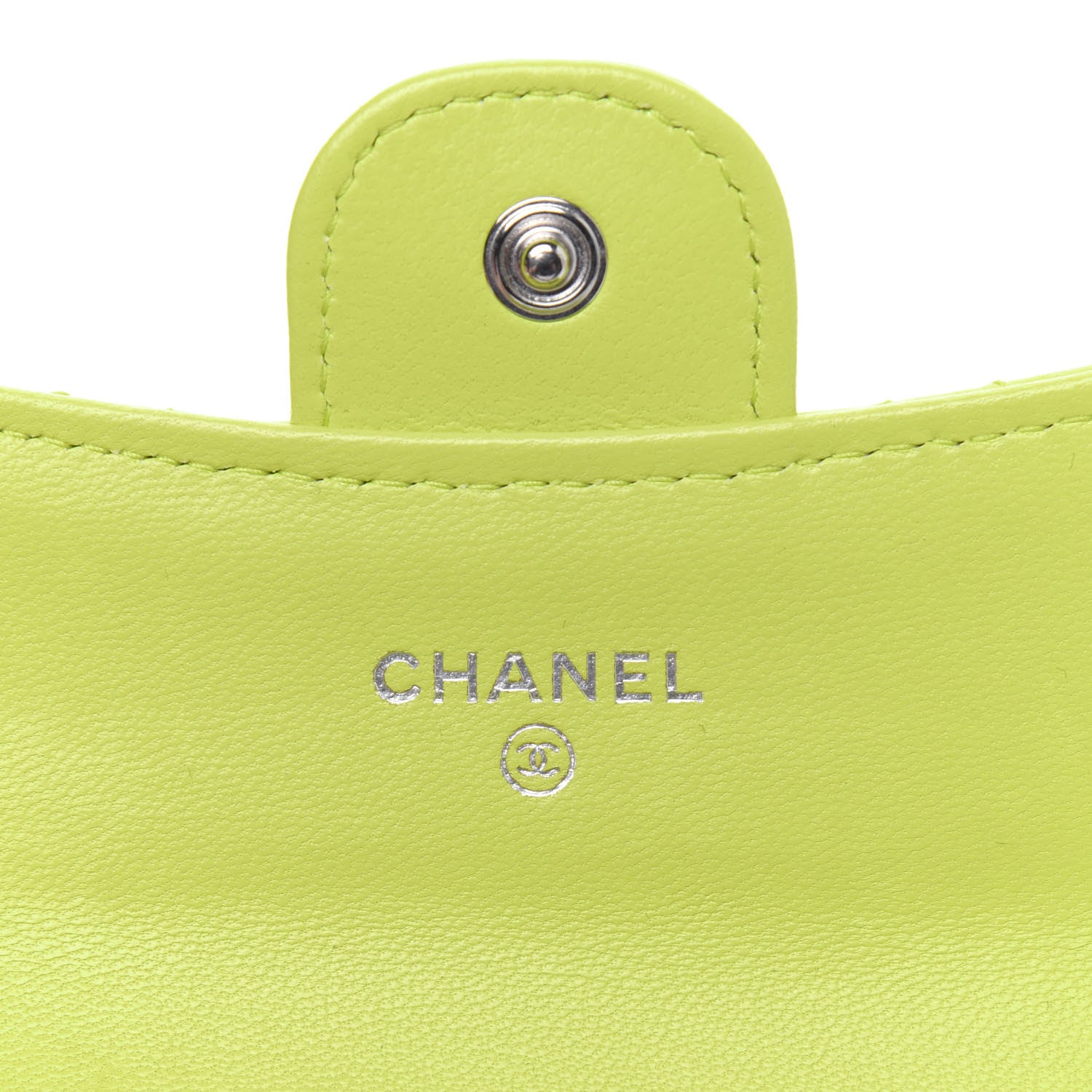 Chanel Lambskin Quilted Flap Card Holder Wallet Yellow 6 of 12