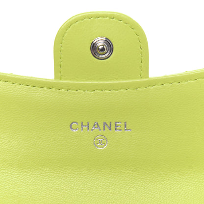Chanel Lambskin Quilted Flap Card Holder Wallet Yellow 6 of 12