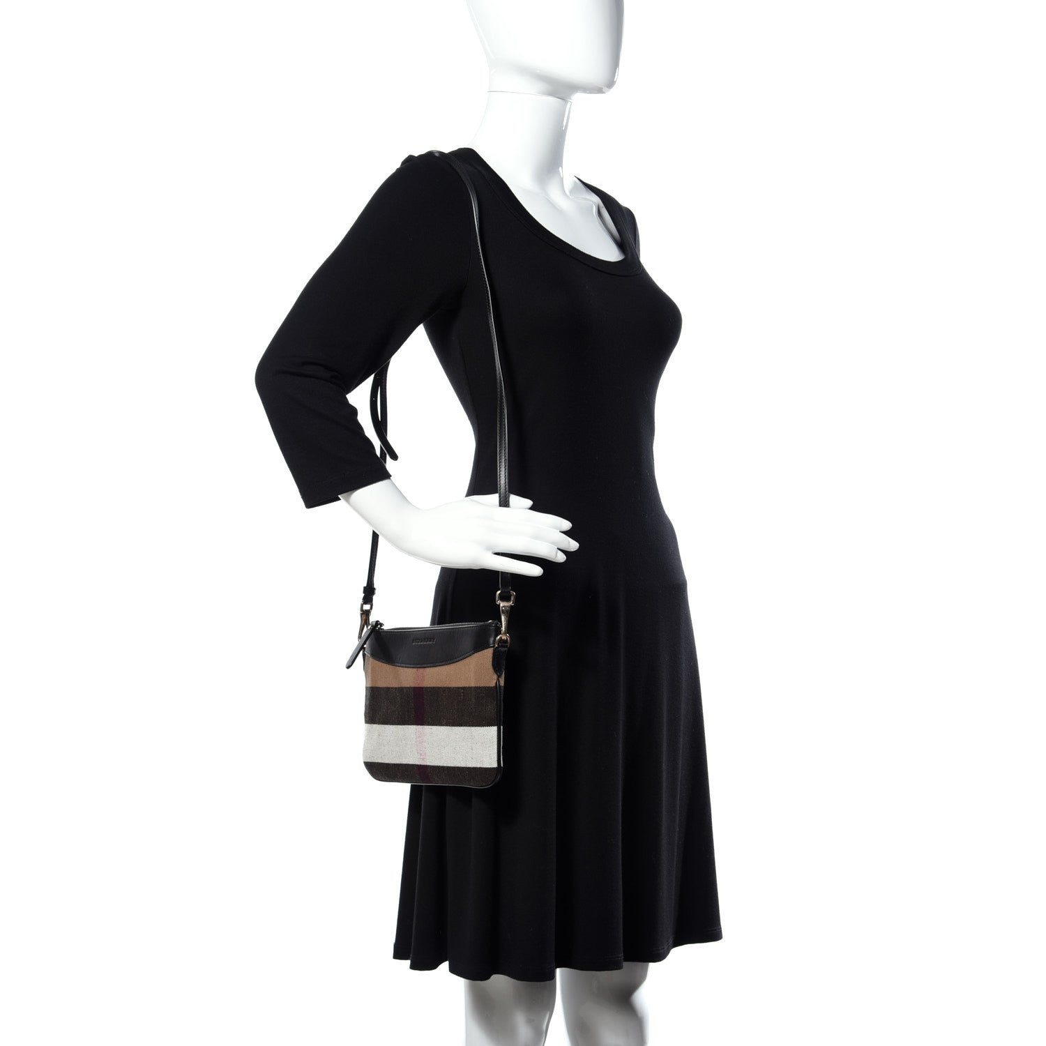 Burberry Mega Check Peyton Crossbody Clutch Bag Black 2 of 9