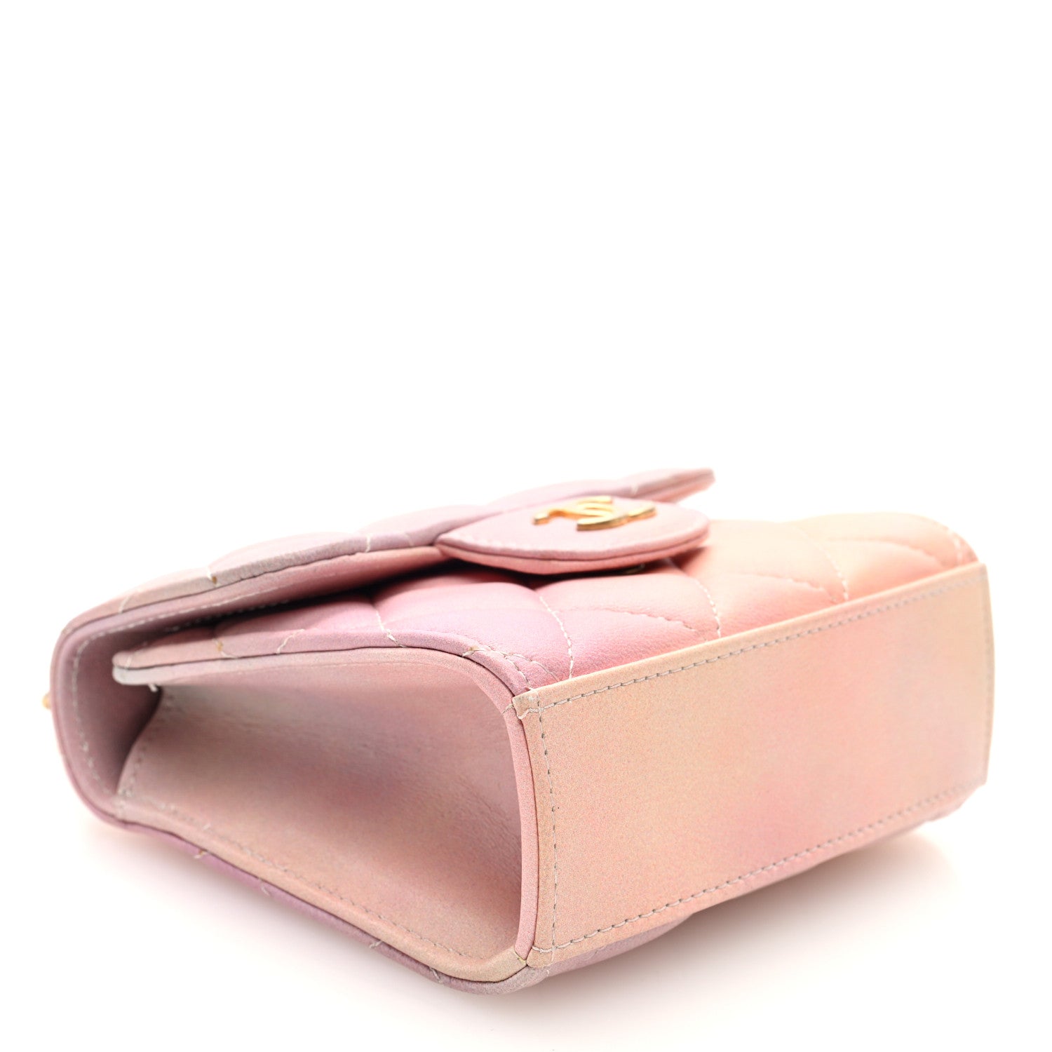 Chanel Lambskin Quilted Ombre Top Handle Flap Clutch With Chain Pink 4 of 11