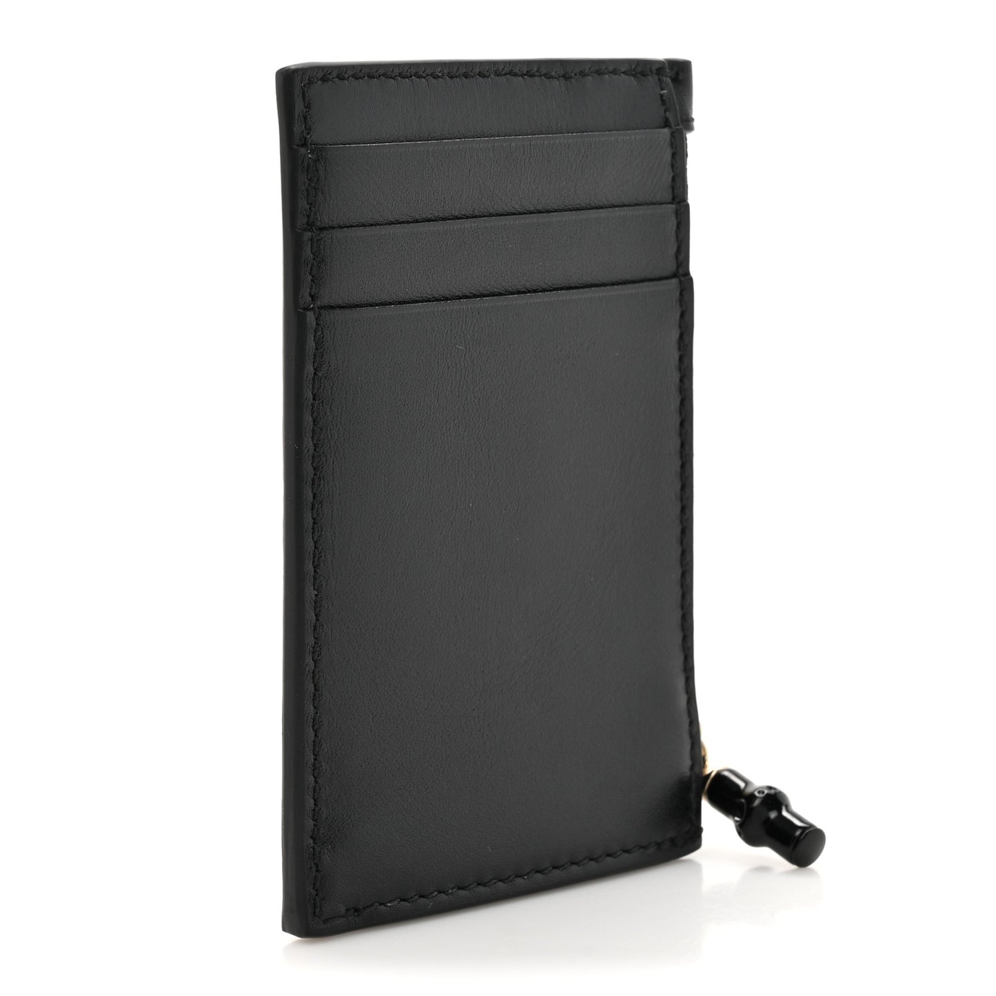 Calfskin Bamboo Coin Purse Black