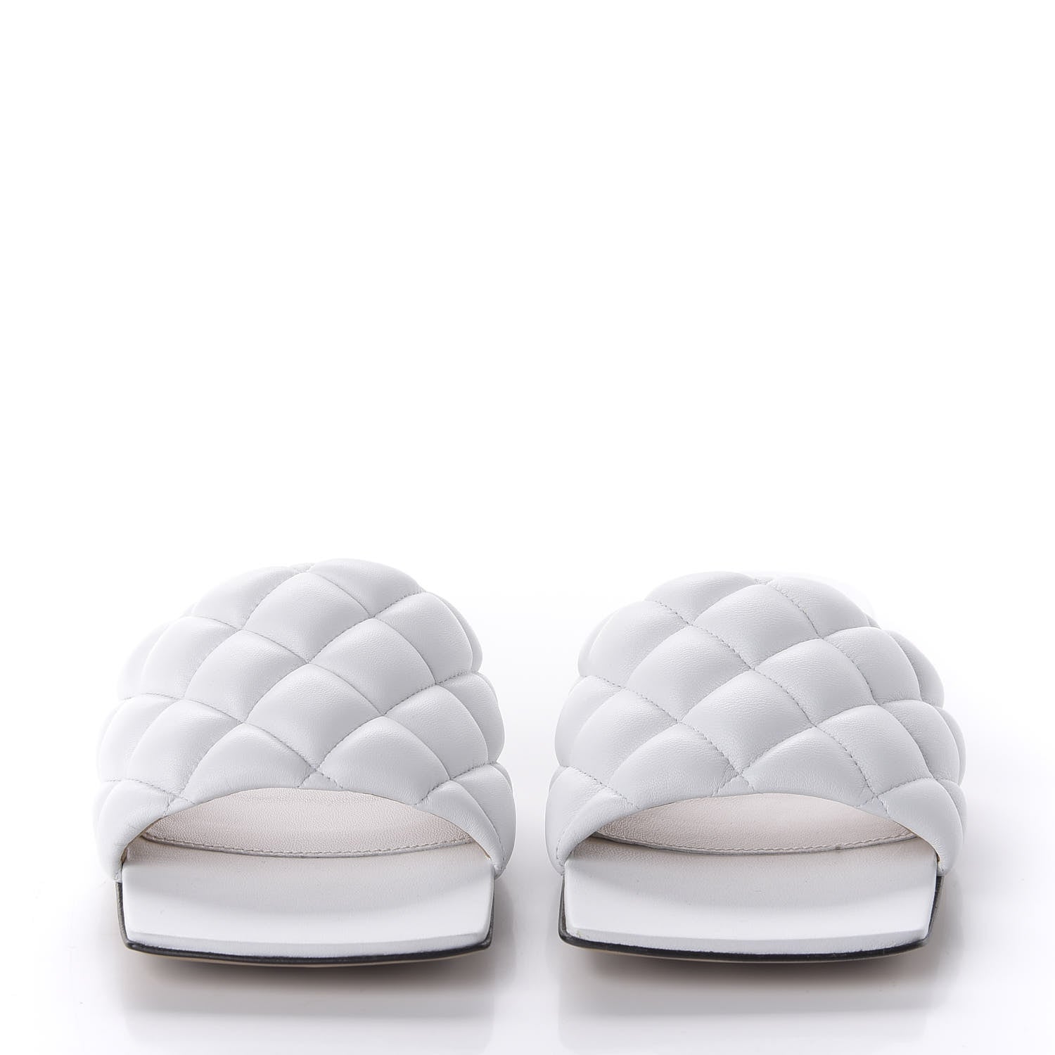 Bottega Veneta Nappa Matelasse Padded Flat Sandals 37.5 Optic White 2 of 8