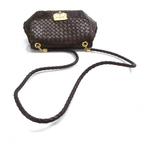 Woven Leather Shoulder Bag Ebano