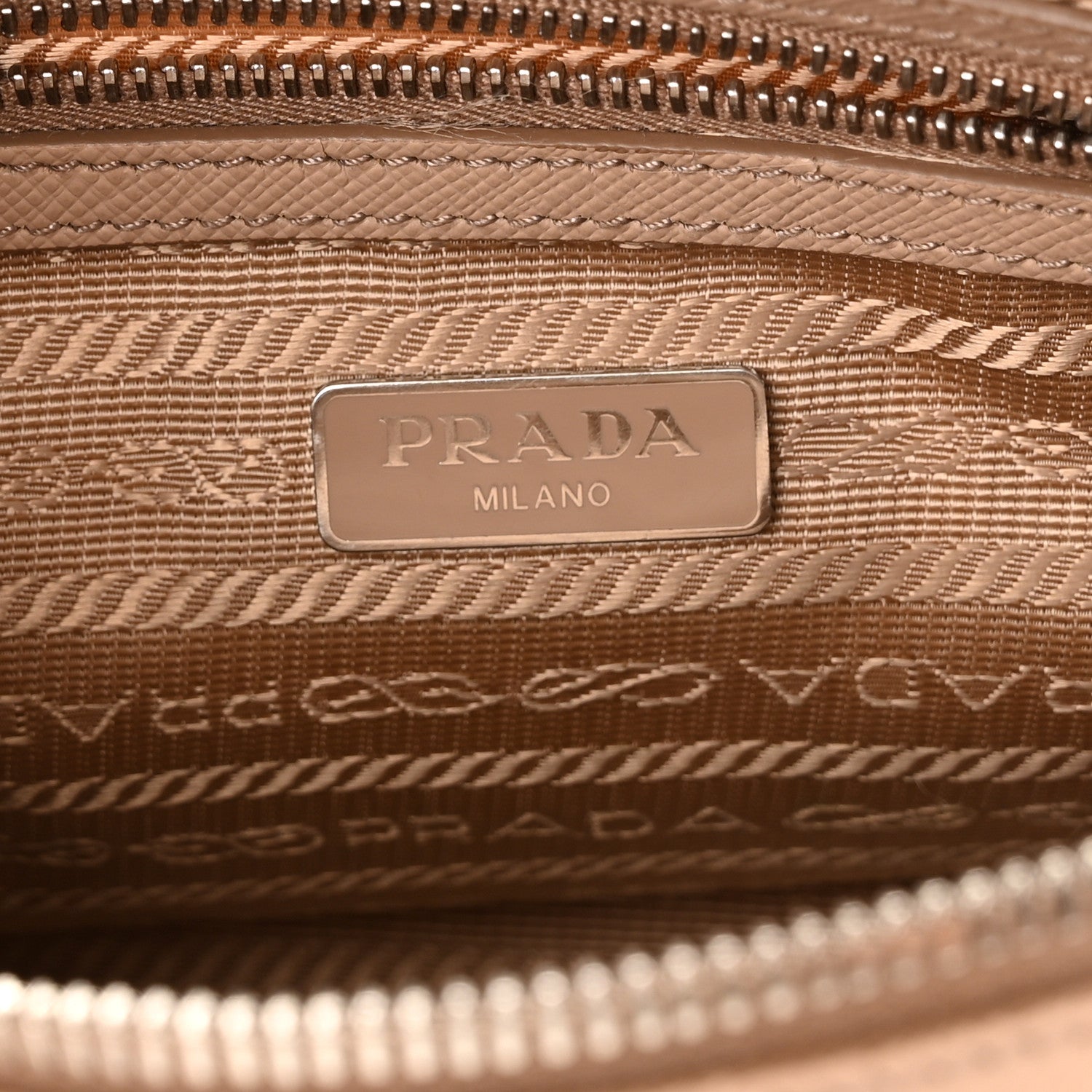 Prada Tessuto Nylon Saffiano Re-Edition 2005 Top Handle Crossbody Bag Cammeo 6 of 11