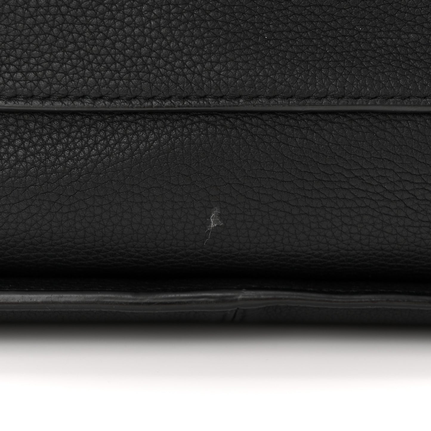 Baby Grained Calfskin Medium Tri-Fold Bag Black