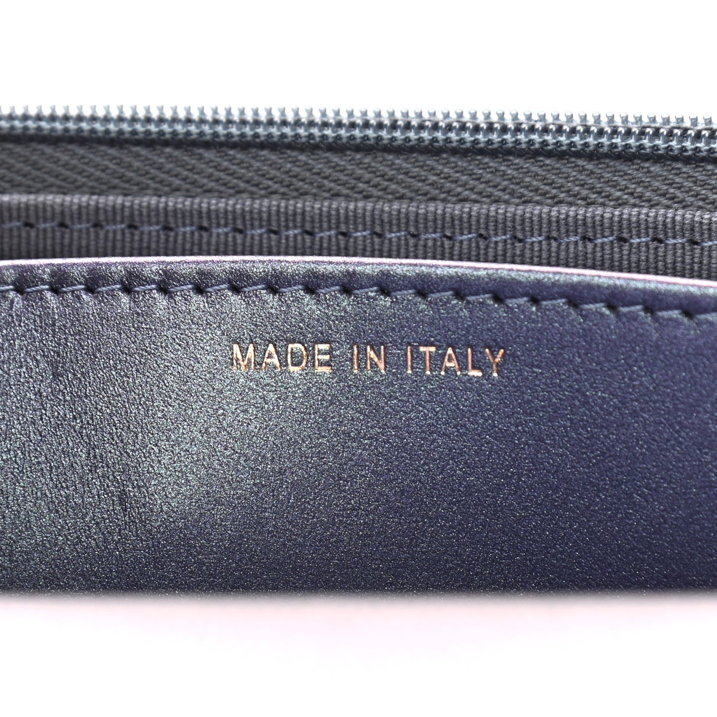 Iridescent Caviar Quilted Wallet On Chain WOC Dark Blue