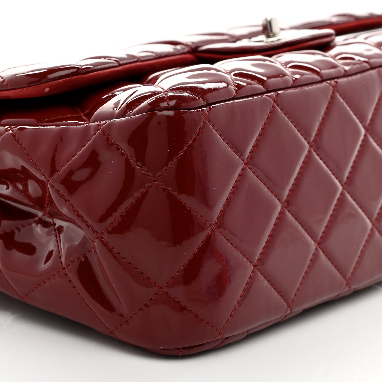 Patent Quilted Jumbo Double Flap Red