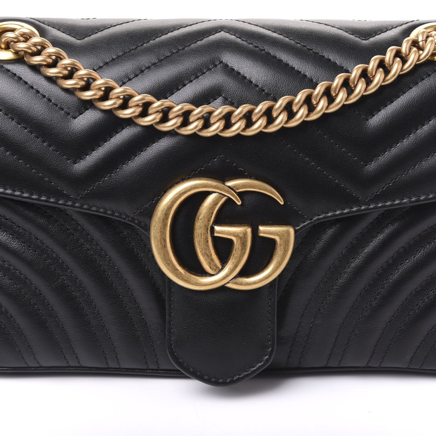 Calfskin Matelasse Small GG Marmont Shoulder Bag Black
