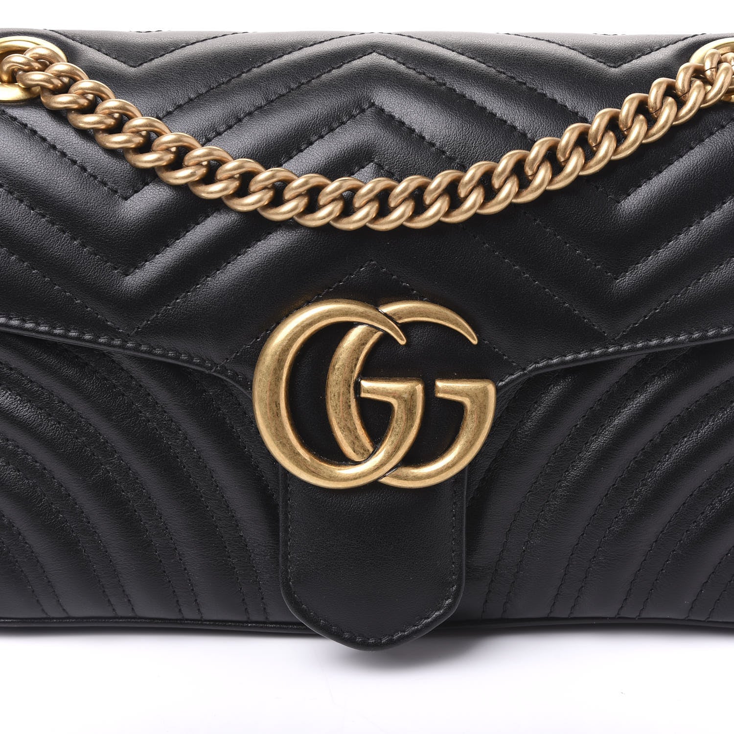Gucci Calfskin Matelasse Small GG Marmont Shoulder Bag Black 10 of 10
