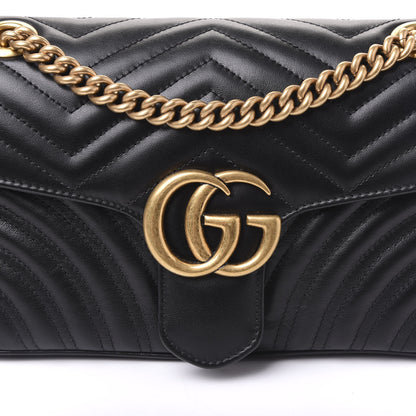 Gucci Calfskin Matelasse Small GG Marmont Shoulder Bag Black 10 of 10
