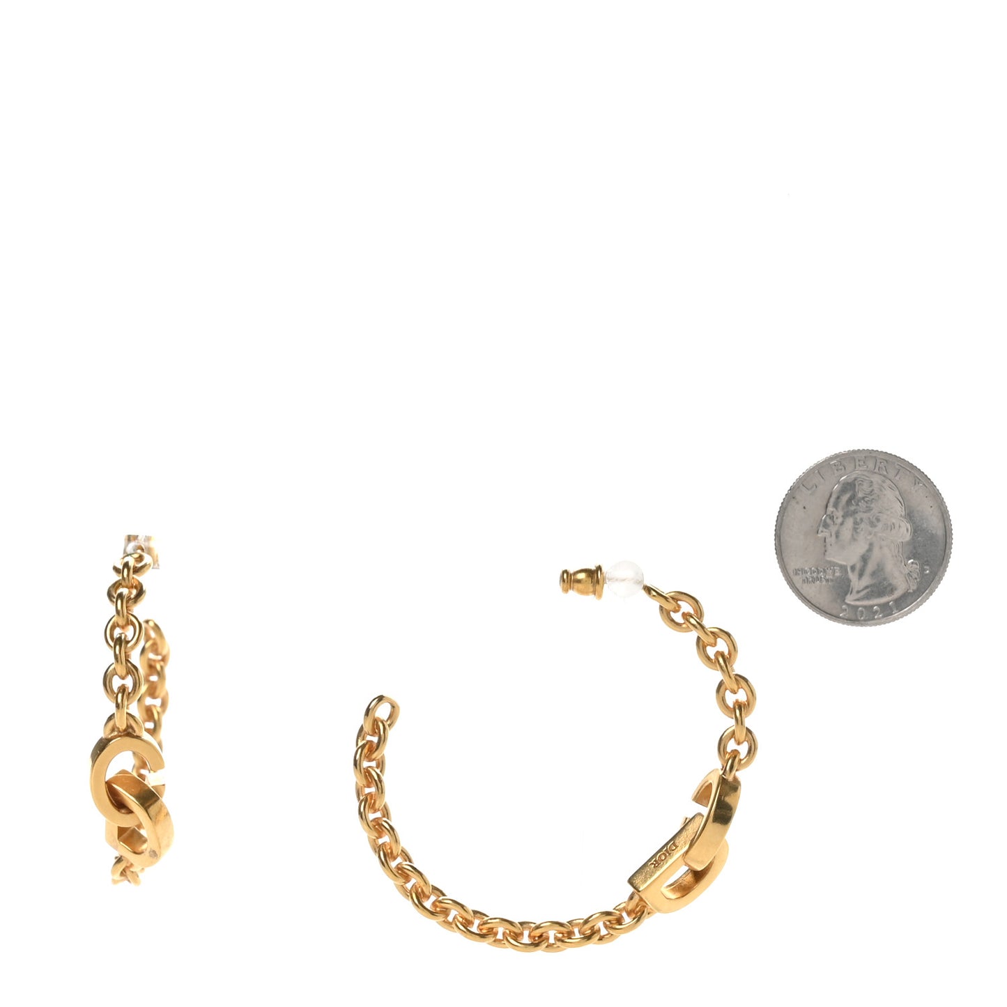 Metal CD Lock Hoop Earrings Gold