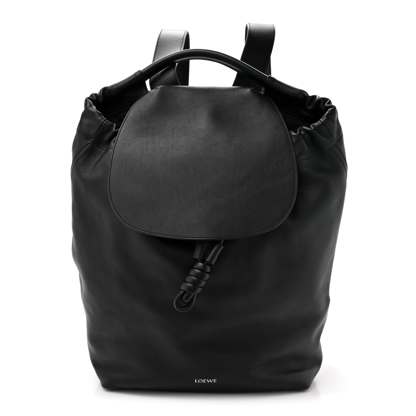 Shiny Calfskin Flamenco Backpack Black