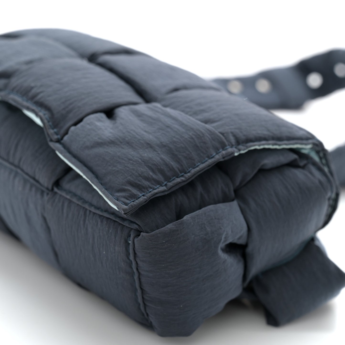 Nylon Intrecciato Padded Tech Mini Cassette Belt Bag Deep Blue Pale Blue