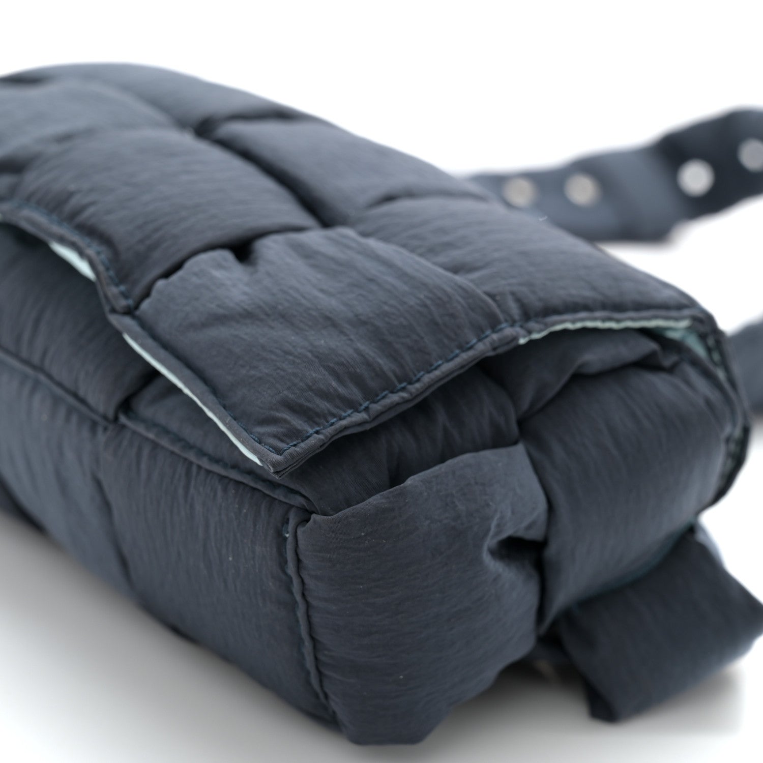 Bottega Veneta Nylon Intrecciato Padded Tech Mini Cassette Belt Bag Deep Blue Pale Blue 10 of 13