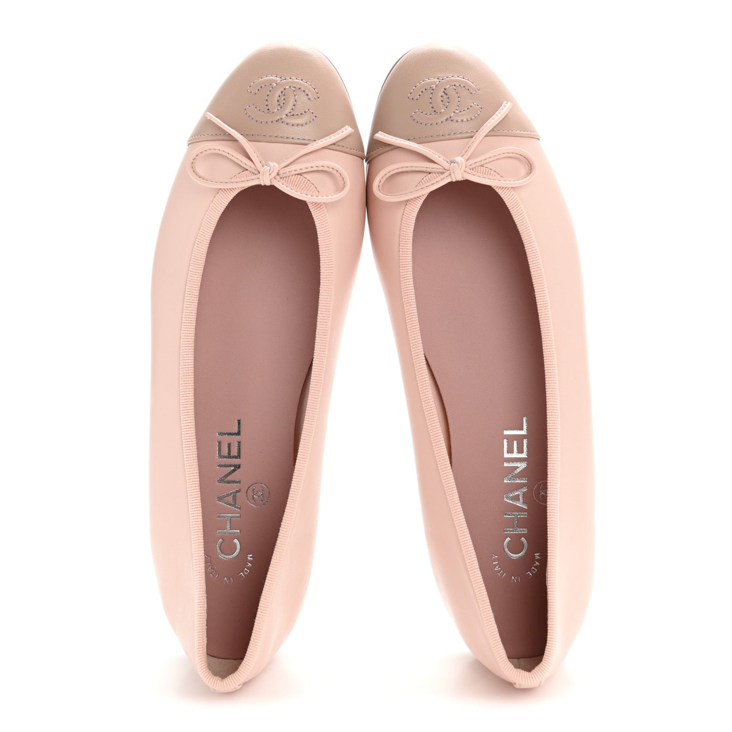 Lambskin Cap Toe CC Ballerina Flats 37 Light Pink Dark Pink