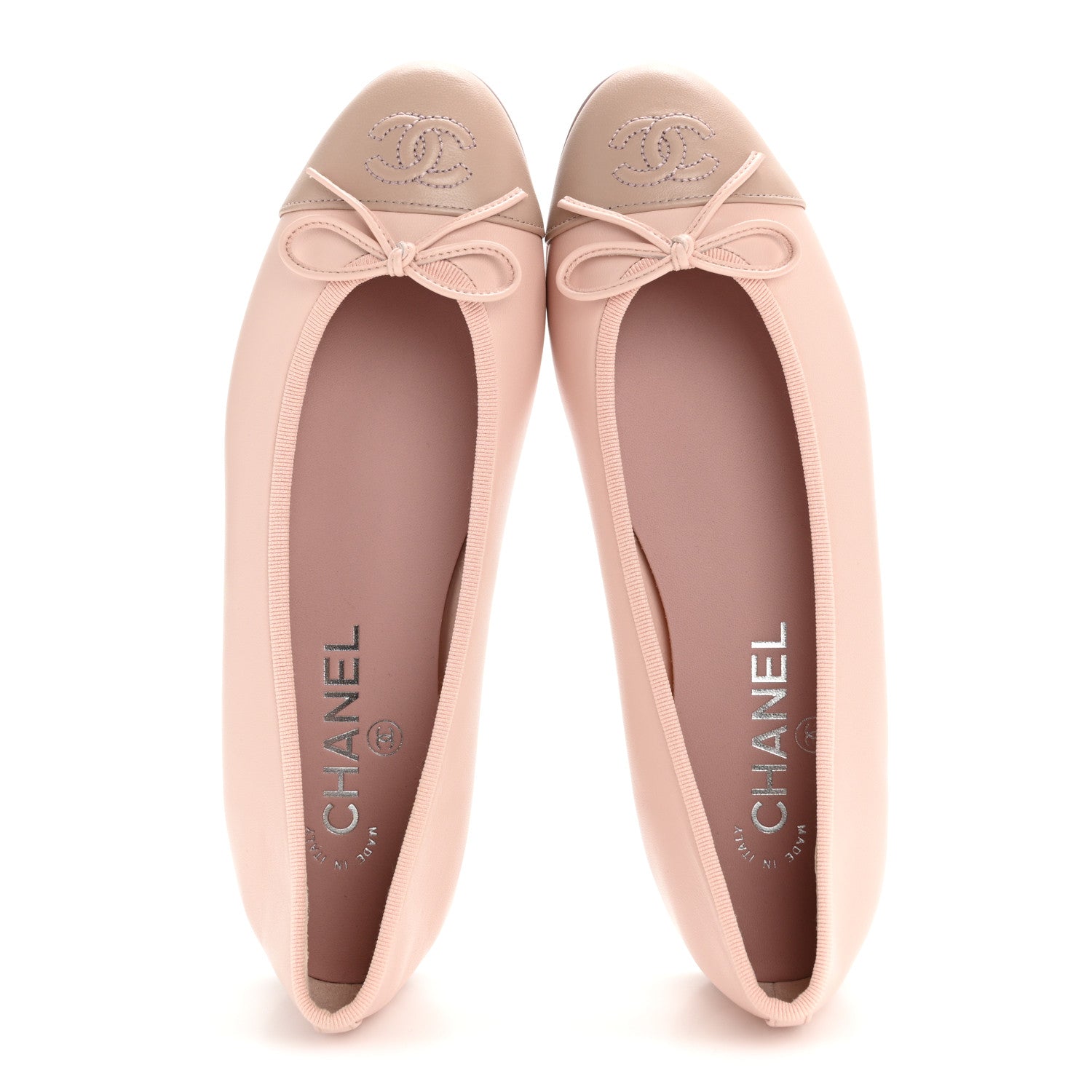 Chanel Lambskin Cap Toe CC Ballerina Flats 37 Light Pink Dark Pink 2 of 10