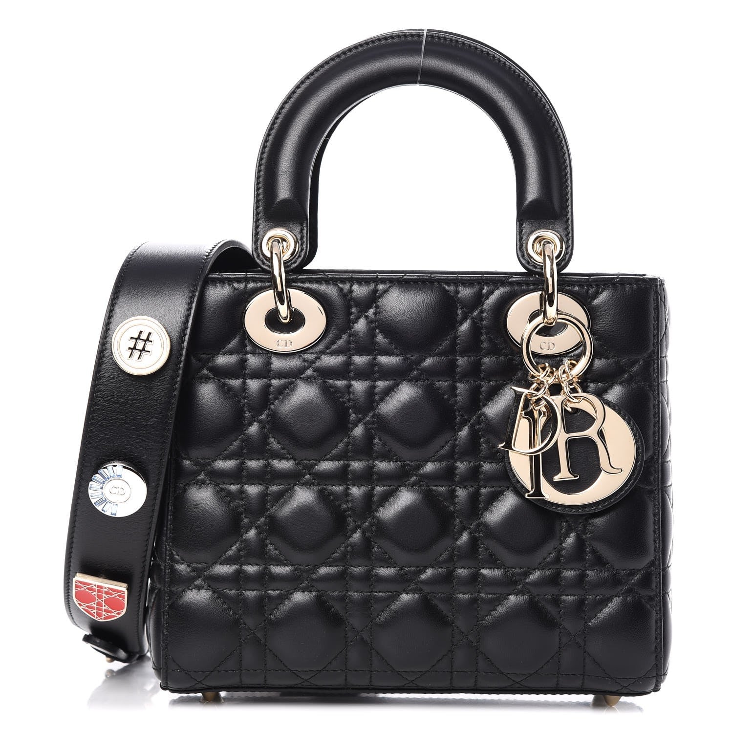 Christian Dior Lambskin Cannage Small Lucky Badges My Lady Dior Black 1 of 8
