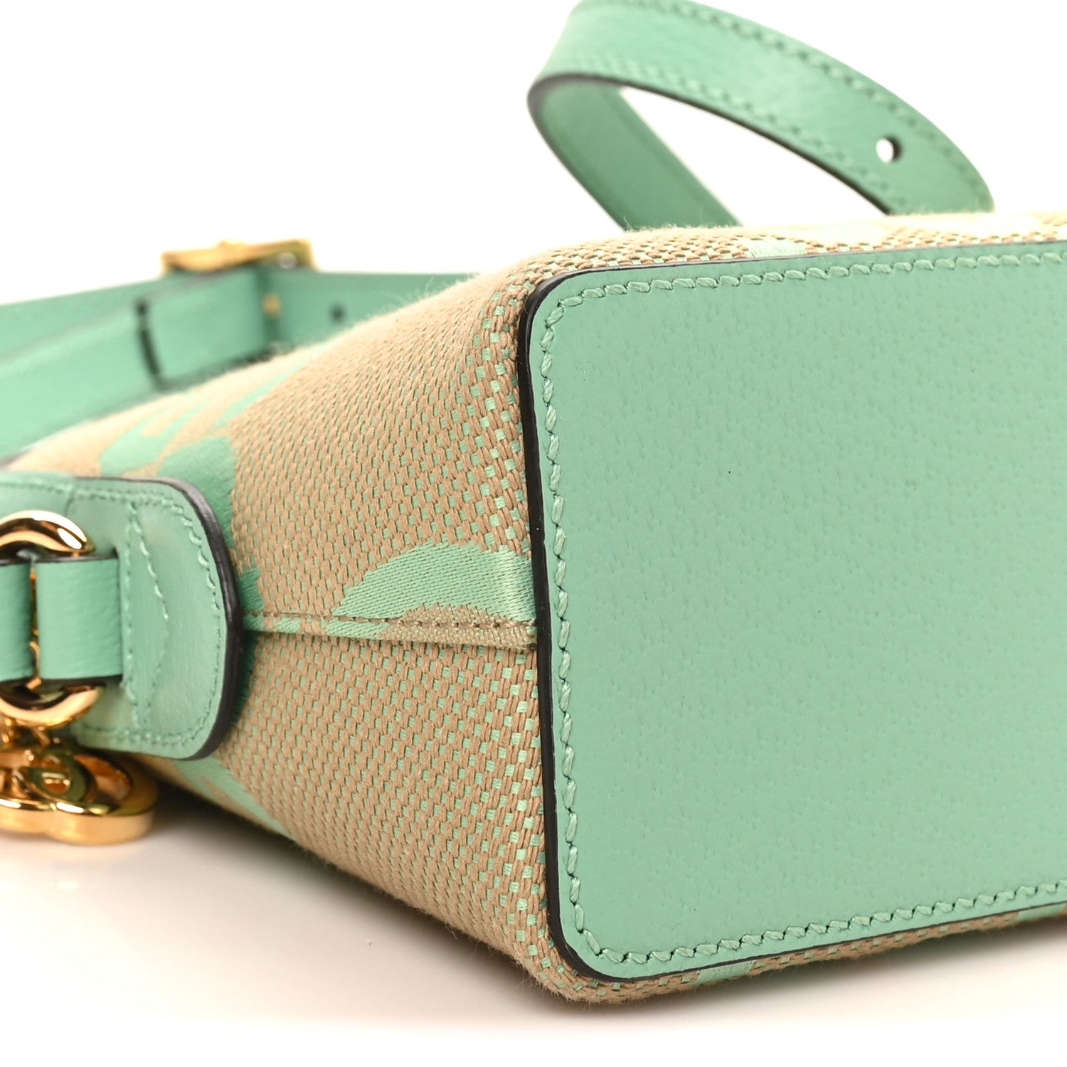 Gucci Monogram Jumbo GG Textured Dollar Calfskin Small Ophidia Dome Shoulder Bag Beige Pepperlight Mint 9 of 10