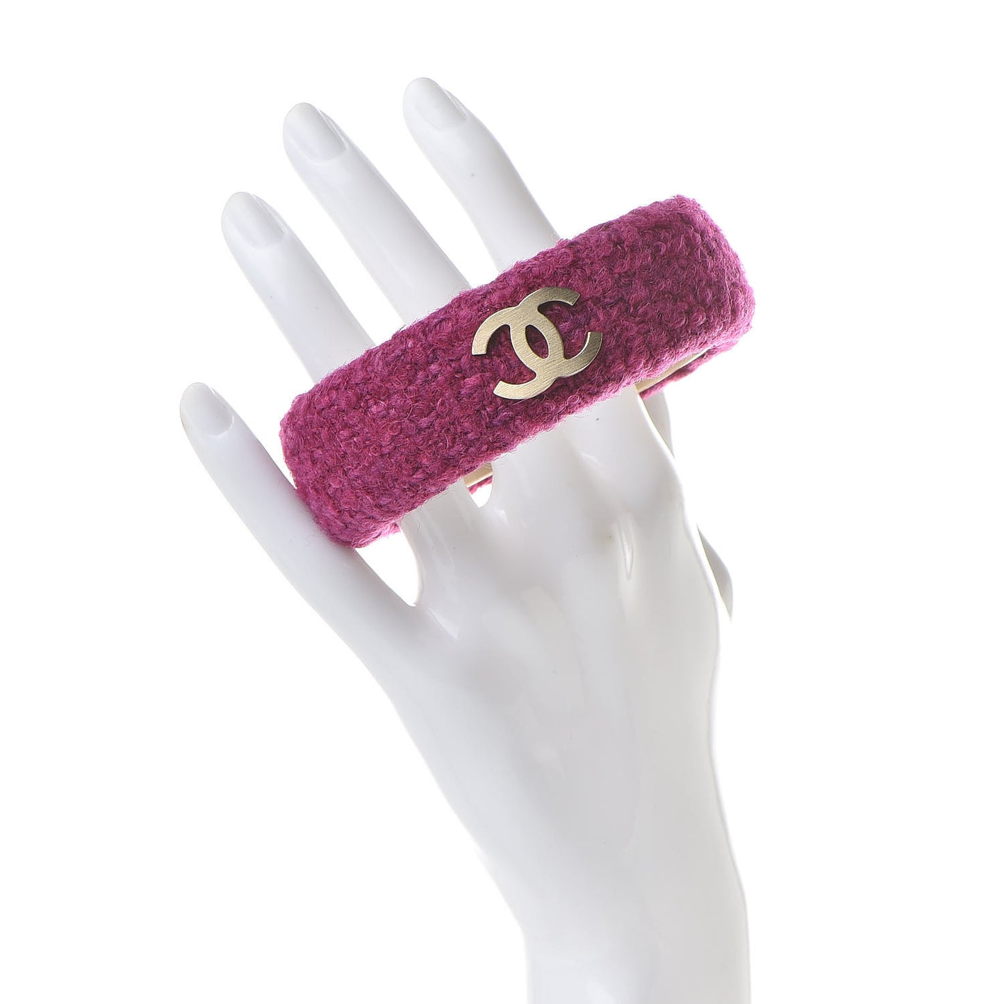 Tweed CC Wide Bangle Dark Pink