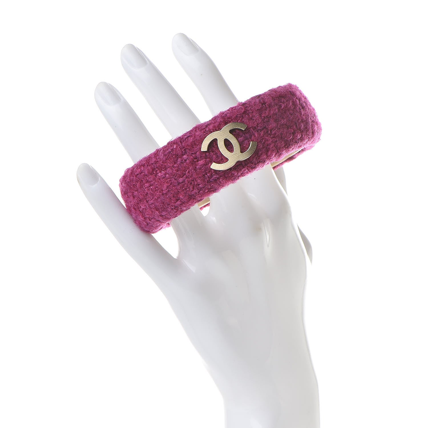 Chanel Tweed CC Wide Bangle Dark Pink 2 of 4