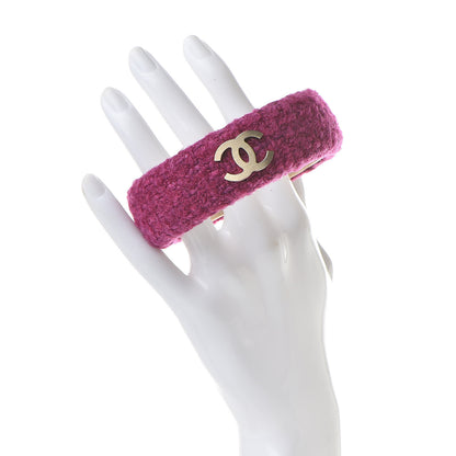 Chanel Tweed CC Wide Bangle Dark Pink 2 of 4