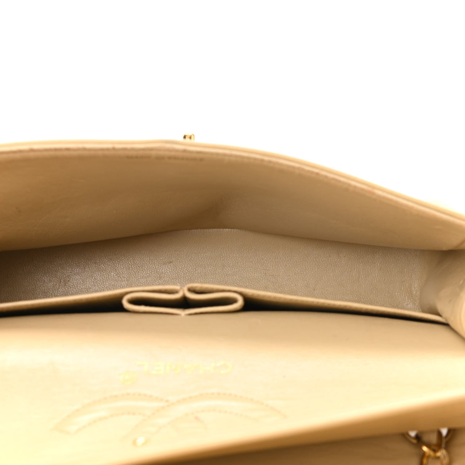 Chanel Lambskin Quilted Medium Double Flap Beige 12 of 30