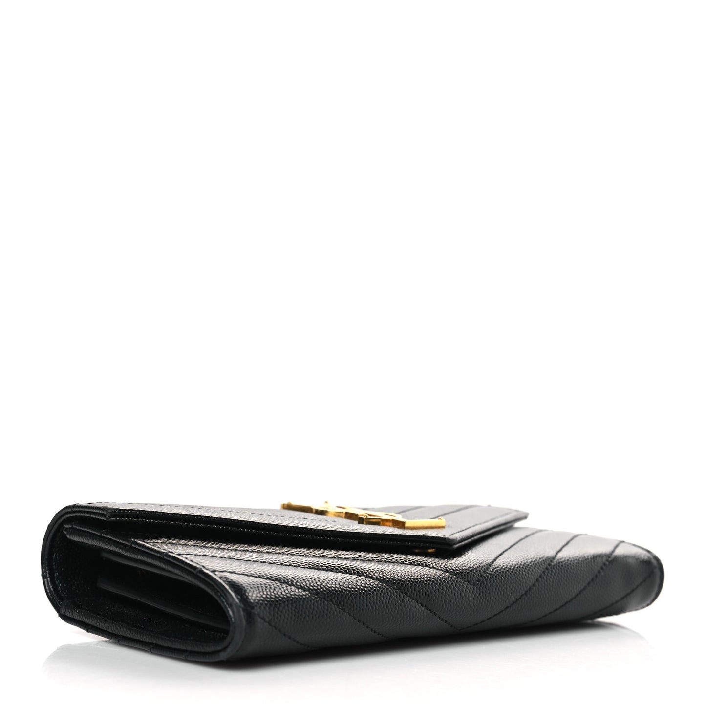 Grain De Poudre Matelasse Chevron Monogram Flap Wallet Black