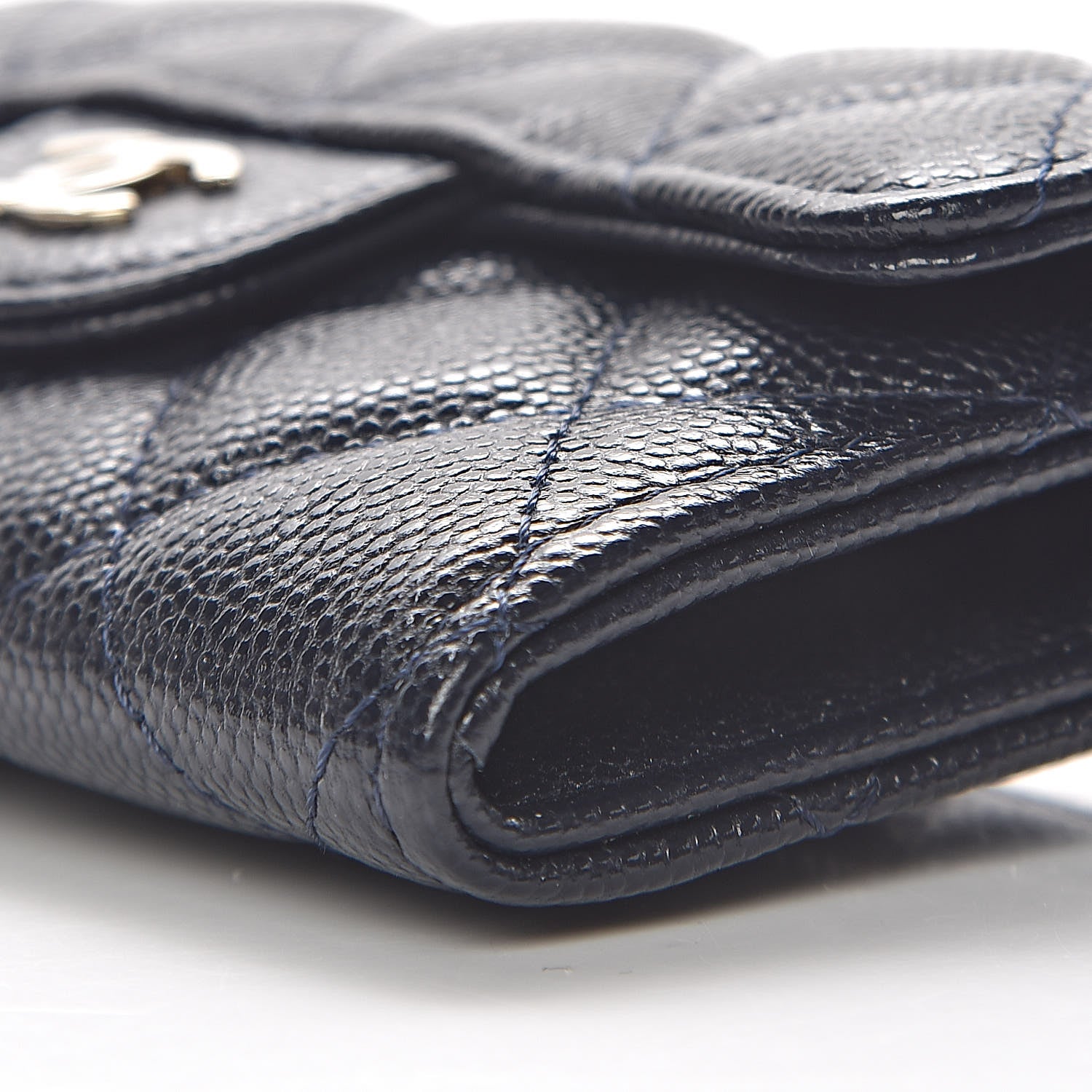 Chanel Caviar Quilted Flap Card Holder Wallet Navy Blue 10 of 12