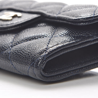 Chanel Caviar Quilted Flap Card Holder Wallet Navy Blue 10 of 12