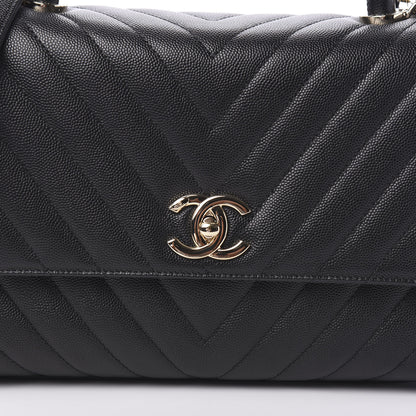 Chanel Caviar Chevron Quilted Small Coco Handle Flap Black 9 of 10