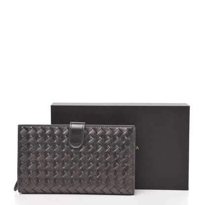 Bottega Veneta Metallic Nappa Intrecciato Continental Wallet Steel 9 of 9