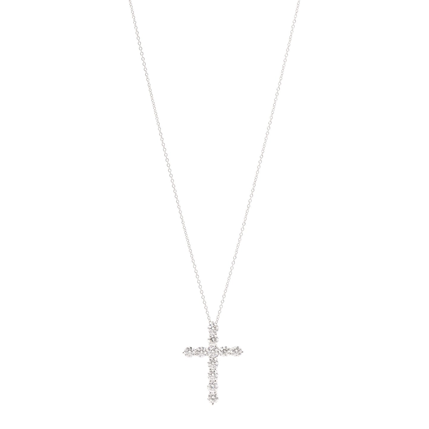 Platinum Diamond Large Cross Pendant Necklace