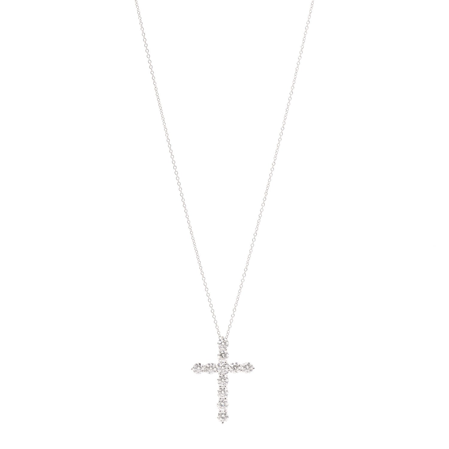 Tiffany Platinum Diamond Large Cross Pendant Necklace 1 of 7