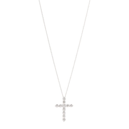 Tiffany Platinum Diamond Large Cross Pendant Necklace 1 of 7