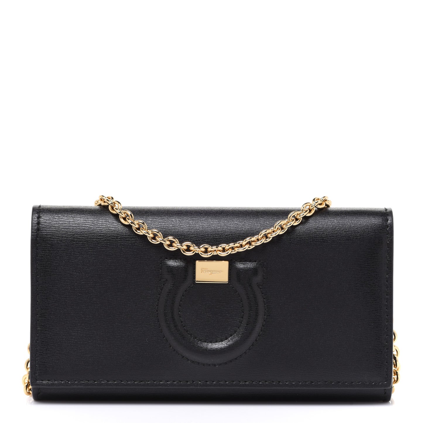 Calfskin City Wallet On Chain Black