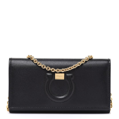 Salvatore Ferragamo Calfskin City Wallet On Chain Black 1 of 7