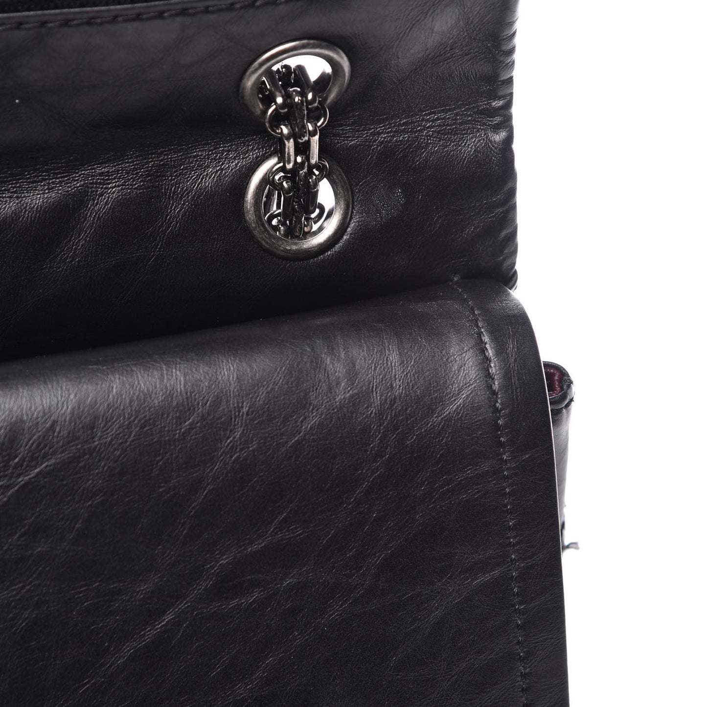 Aged Calfskin Quilted 2.55 Reissue 227 Flap Black