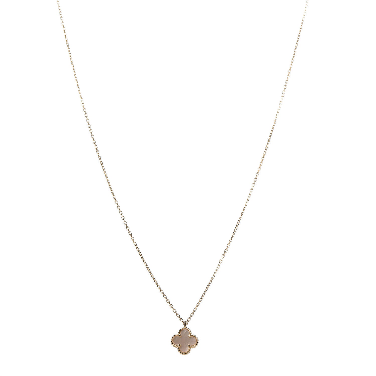Van Cleef & Arpels 18K Yellow Gold Mother of Pearl Sweet Alhambra Pendant Necklace 1 of 7