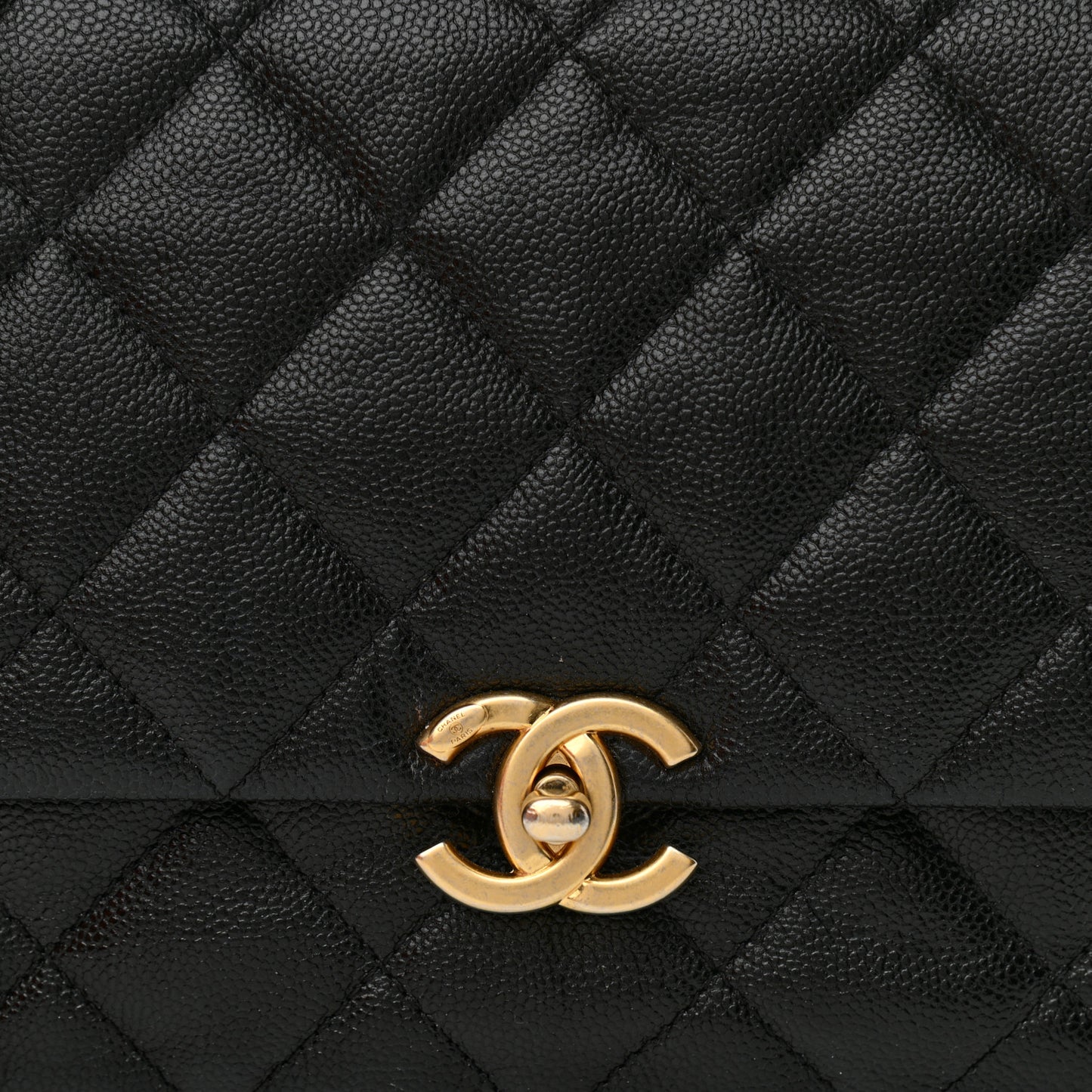 Shiny Caviar Quilted Large Chain Melody Flap Black