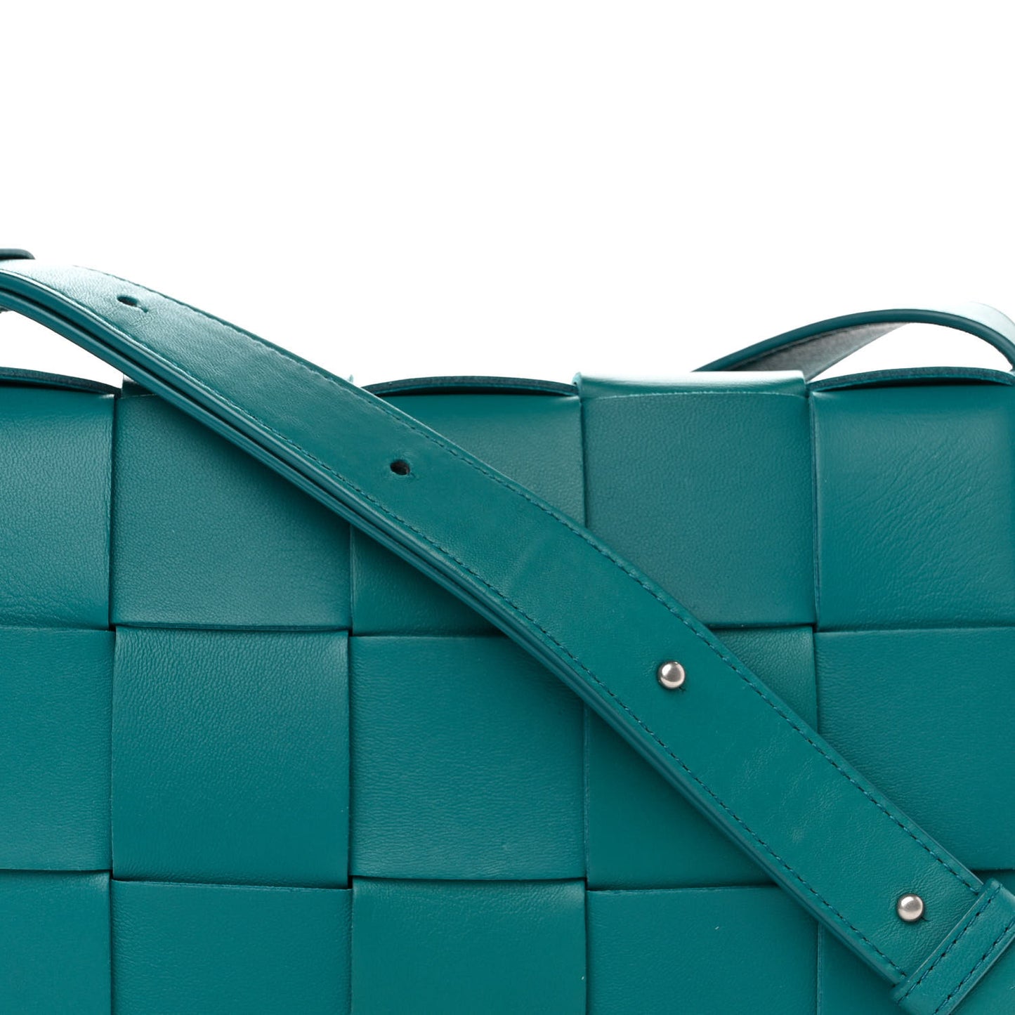 Lambskin Maxi Intrecciato Cassette Crossbody Bag Petrol Blue